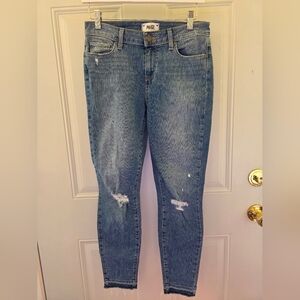 PAIGE Medium Blue Distressed Skinny Jeans Size 29